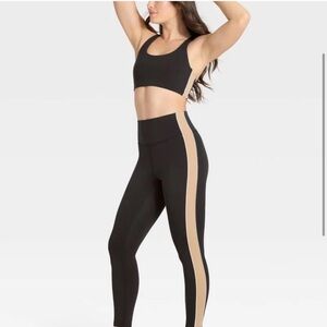 all in motion Black High-Waist Leggings with Tan Side Stripe. Leggins & top set